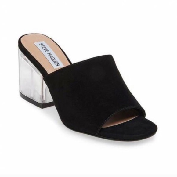 Steve Madden Shoes - Steve Madden Dalis C Mules w/ Clear Block Heels 🖤